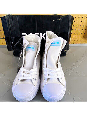 RASKOL UNISEX White Canvas High Top Lace-Up Graphic Print Sneakers US 8.5